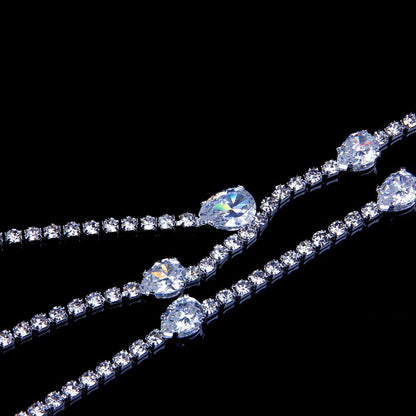 Elegant Water Droplets Alloy Tassel Plating Inlay Rhinestones Women's Long Necklace