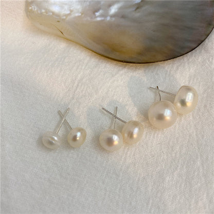 1 Pair Retro Solid Color Plating Freshwater Pearl Ear Studs