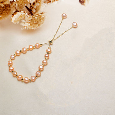 Lady Solid Color Alloy Freshwater Pearl Bracelets In Bulk