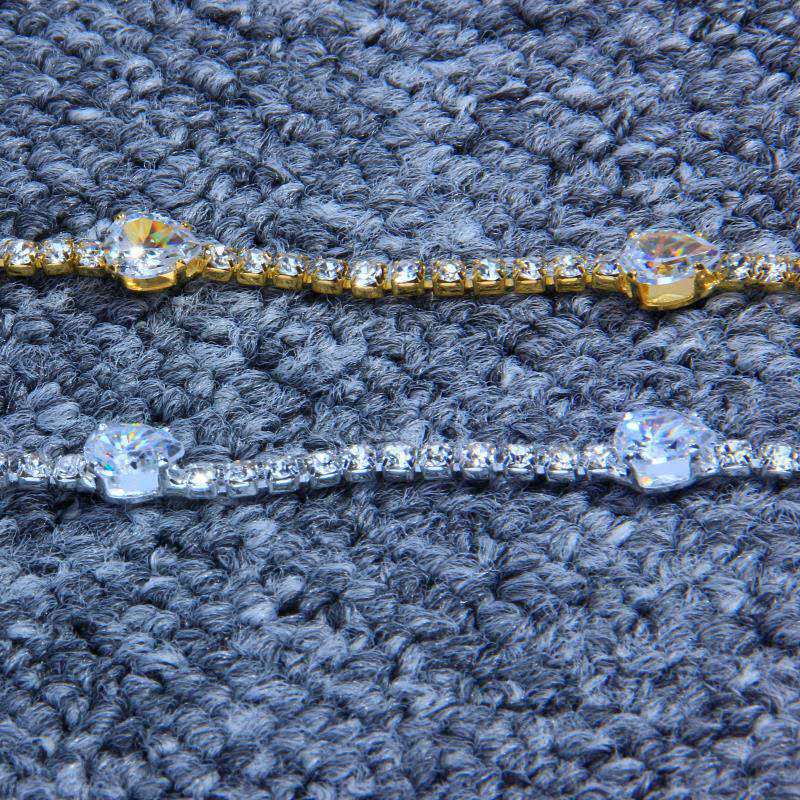 Elegant Water Droplets Alloy Tassel Plating Inlay Rhinestones Women's Long Necklace