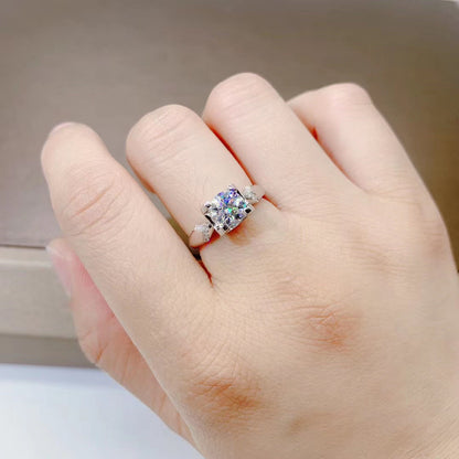 Simulation D Color Moissanite Dovetail Bull Head Ring Custom Pt950 Gold Inlaid Wedding Ring Carat Diamond Ring
