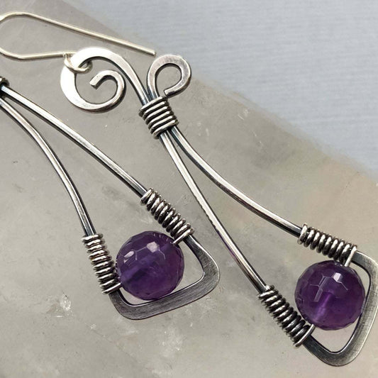 Bohemian Purple Amethyst Earrings European And American Creative Winding Earrings