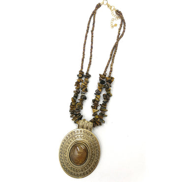 Retro Oval Alloy Turquoise Gravel Wholesale Pendant Necklace