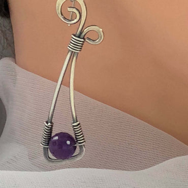 Bohemian Purple Amethyst Earrings European And American Creative Winding Earrings
