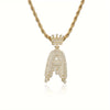 1PC Personalized Name Letter Charm Necklace Bling Bling Full Diamond Cuban Link Unisex Name Initials Pendant Necklace With Crown