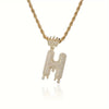 1PC Personalized Name Letter Charm Necklace Bling Bling Full Diamond Cuban Link Unisex Name Initials Pendant Necklace With Crown