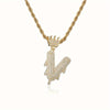 1PC Personalized Name Letter Charm Necklace Bling Bling Full Diamond Cuban Link Unisex Name Initials Pendant Necklace With Crown