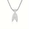 1PC Personalized Name Letter Charm Necklace Bling Bling Full Diamond Cuban Link Unisex Name Initials Pendant Necklace With Crown