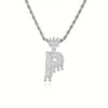 1PC Personalized Name Letter Charm Necklace Bling Bling Full Diamond Cuban Link Unisex Name Initials Pendant Necklace With Crown
