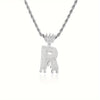 1PC Personalized Name Letter Charm Necklace Bling Bling Full Diamond Cuban Link Unisex Name Initials Pendant Necklace With Crown