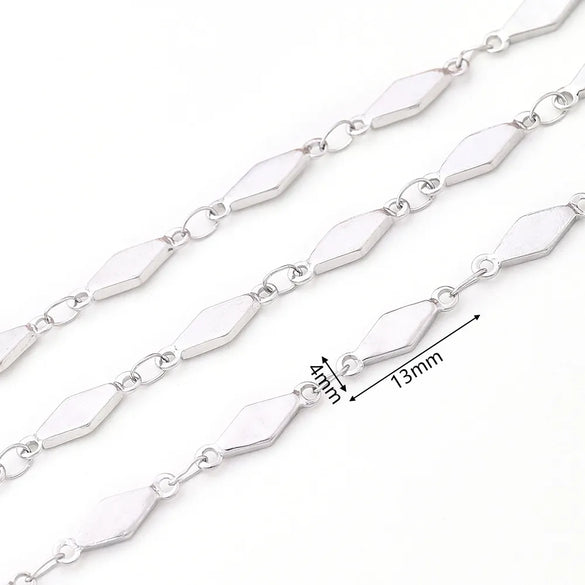 1m/Package 304 Stainless Steel Cuban Link Chain Lantern Chain Polished 11x2.5mm 13x4mm 9x7mm Jewelry Accessories