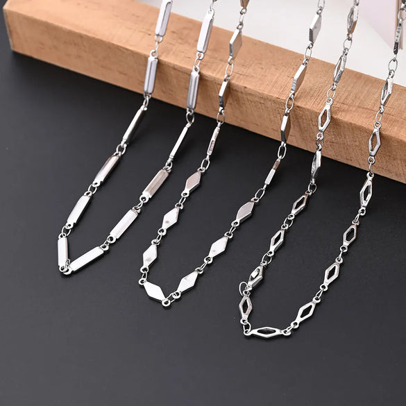 1m/Package 304 Stainless Steel Cuban Link Chain Lantern Chain Polished 11x2.5mm 13x4mm 9x7mm Jewelry Accessories