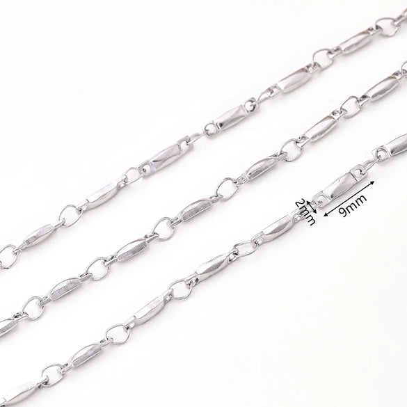 1m/Package 304 Stainless Steel Cuban Link Chain Lantern Chain Polished 11x2.5mm 13x4mm 9x7mm Jewelry Accessories