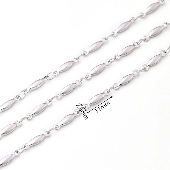 1m/Package 304 Stainless Steel Cuban Link Chain Lantern Chain Polished 11x2.5mm 13x4mm 9x7mm Jewelry Accessories