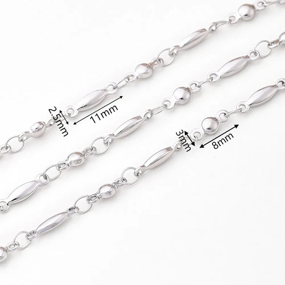 1m/Package 304 Stainless Steel Cuban Link Chain Lantern Chain Polished 11x2.5mm 13x4mm 9x7mm Jewelry Accessories