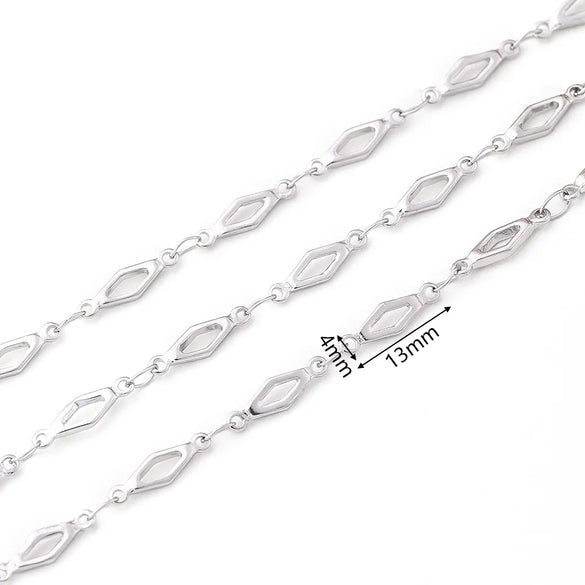 1m/Package 304 Stainless Steel Cuban Link Chain Lantern Chain Polished 11x2.5mm 13x4mm 9x7mm Jewelry Accessories