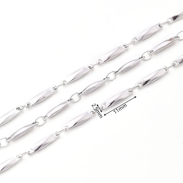 1m/Package 304 Stainless Steel Cuban Link Chain Lantern Chain Polished 11x2.5mm 13x4mm 9x7mm Jewelry Accessories