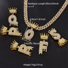 1PC Personalized Name Letter Charm Necklace Bling Bling Full Diamond Cuban Link Unisex Name Initials Pendant Necklace With Crown