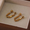 2 Pieces Set Elegant Simple Style Solid Color Beaded Plating 304 Stainless Steel 18K Gold Plated Earrings