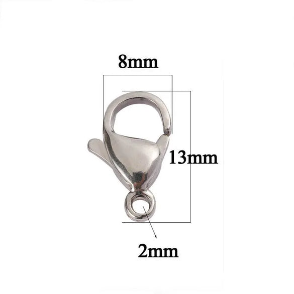 20 PCS/Package Hole 1~1.9mm Hole 2~2.9mm 304 Stainless Steel 18K Gold Plated Solid Color Polished Lobster Clasp