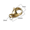 20 PCS/Package Hole 1~1.9mm Hole 2~2.9mm 304 Stainless Steel 18K Gold Plated Solid Color Polished Lobster Clasp