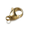 20 PCS/Package Hole 1~1.9mm Hole 2~2.9mm 304 Stainless Steel 18K Gold Plated Solid Color Polished Lobster Clasp
