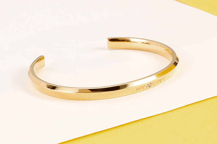 New Lettering Inlaid Zircon Titanium Steel Jewelry Four-piece Set Wholesale Nihaojewelry