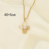 201 Stainless Steel Brass 18K Gold Plated Hollow Out Inlay Four Leaf Clover Shell Zircon Pendant Necklace