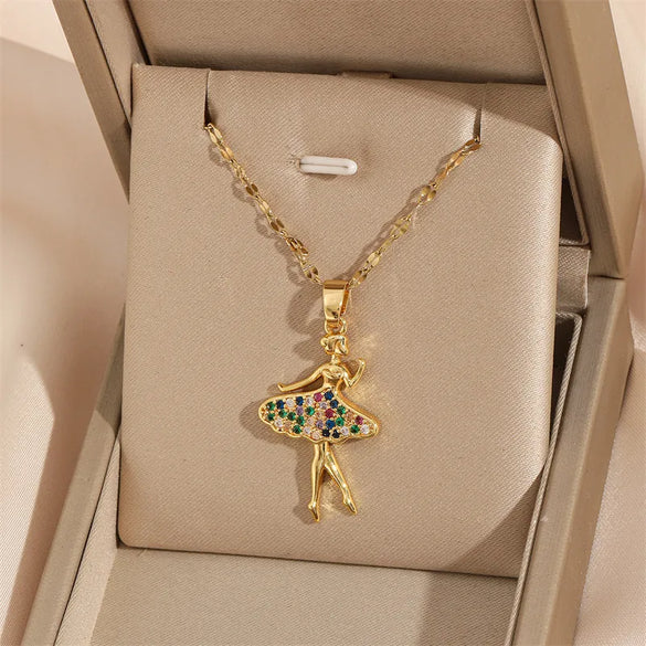 201 Stainless Steel Brass 18K Gold Plated Simple Style Classic Style Plating Inlay Heart Shape Life Tree Eye Zircon Pendant Necklace