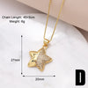 201 Stainless Steel Copper 18K Gold Plated Modern Style Simple Style Plating Inlay Pentagram Heart Shape Zircon Pendant Necklace