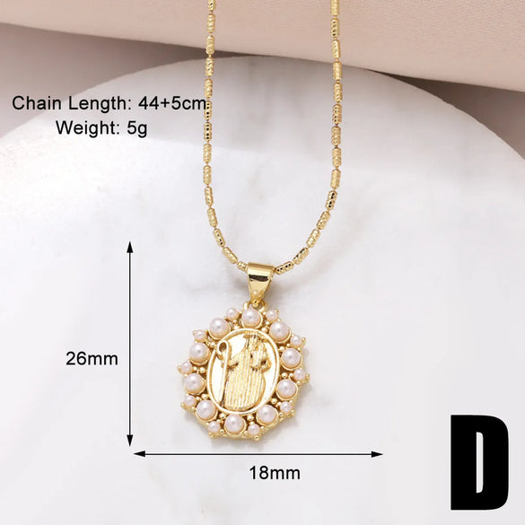 201 Stainless Steel Copper 18K Gold Plated Vintage Style Modern Style Simple Style Plating Inlay Portrait Heart Shape Zircon Pendant Necklace