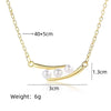 201 Stainless Steel Copper Gold Plated Inlay Geometric Artificial Pearls Pendant Necklace
