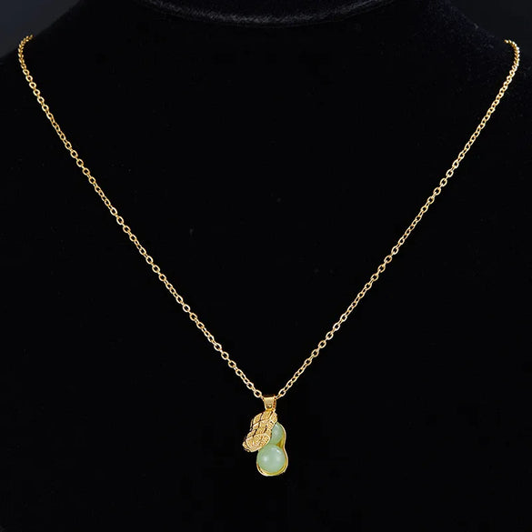 201 Stainless Steel Copper Gold Plated Plating Inlay Peanut Resin Pendant Necklace