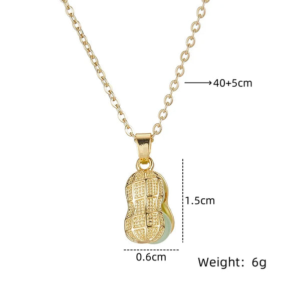 201 Stainless Steel Copper Gold Plated Plating Inlay Peanut Resin Pendant Necklace