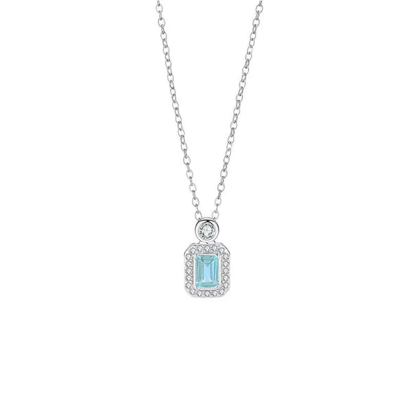 201 Stainless Steel Copper White Gold Plated Plating Inlay Solid Color Zircon Pendant Necklace