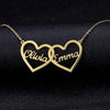 Stainless Steel Personalized Two Hearts Custom Name Necklace Couple Friends Sister Names Pendant Jewelry