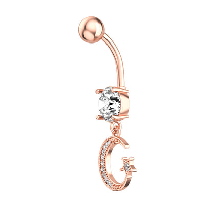 Fashion Moon Stainless Steel Plating Zircon Belly Ring