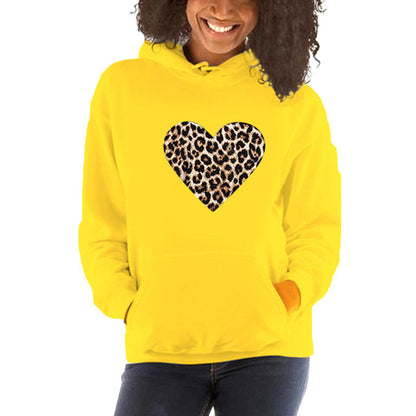 Women's Hoodie Long Sleeve Hoodies & Sweatshirts Printing Casual Heart Shape Leopard