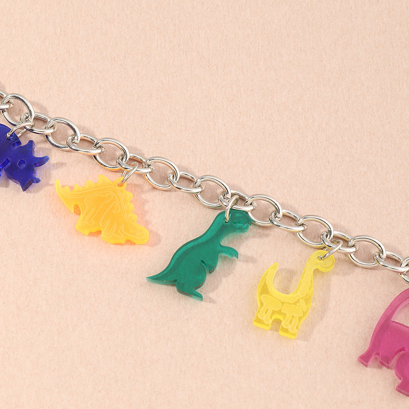 New Simple Silver Chain Resin Dinosaur Bracelet For Women Hot-saling Wholesale