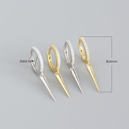 Yhe0267 Foreign Trade Cross-border Light Luxury Earrings S925 Sterling Silver Ins Geometric Long Rivet Minimalist Ear Clip Earrings For Women