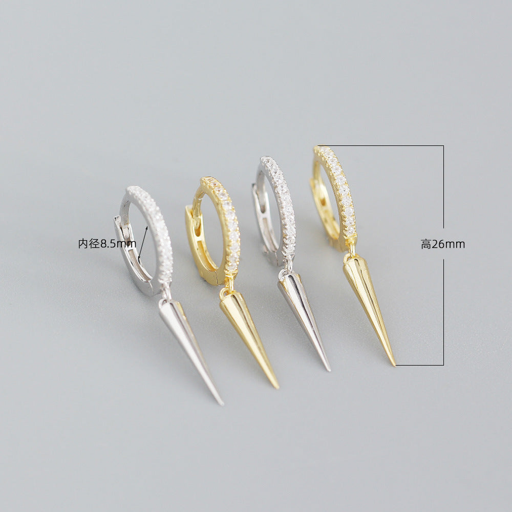 Yhe0267 Foreign Trade Cross-border Light Luxury Earrings S925 Sterling Silver Ins Geometric Long Rivet Minimalist Ear Clip Earrings For Women