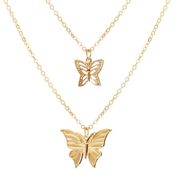 Butterfly Star Pendant Creative Retro Alloy Metal Multilayer Clavicle Chain Necklace Wholesale