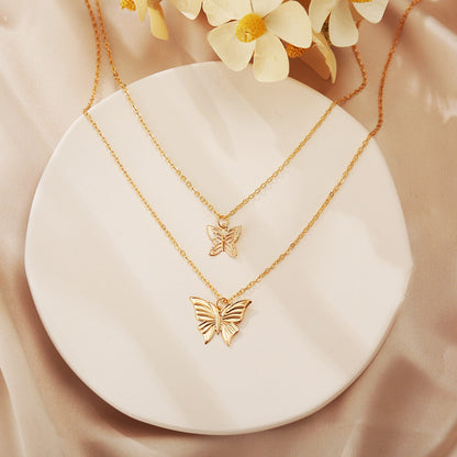 Butterfly Star Pendant Creative Retro Alloy Metal Multilayer Clavicle Chain Necklace Wholesale