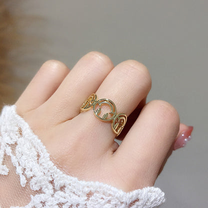 Lady Geometric Alloy Gold Plated Artificial Rhinestones Women's Open Ring