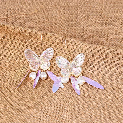 New Fashion Geometric Acrylic Sheet Butterfly Water Drop Pearl Earrings For Women