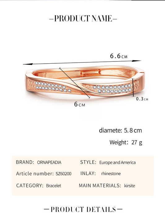 Fashion Double Row Diamond Twisted Wave Bracelet