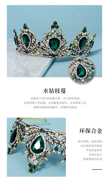 Bridal Wedding Palace Style Retro Crown Amethyst Alloy Diamond Crown