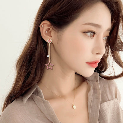 1 Pair Fashion Heart Shape Alloy Inlay Rhinestones Women's Drop Earrings