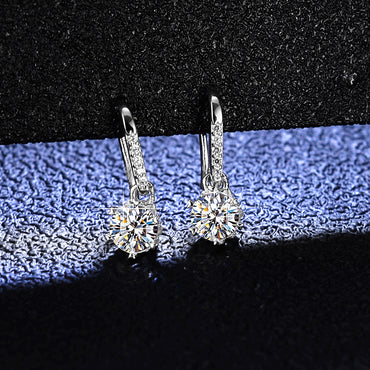 Simple Style Flower Sterling Silver Inlay Moissanite Zircon Earrings