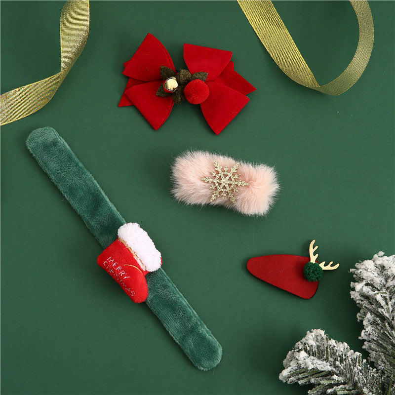 Christmas Fashion Santa Claus Elk Fleece Cloth Party Costume Props 4 Pieces